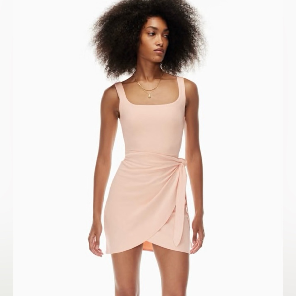 Aritzia Wilfred Saturn Mini Wrap Dress Jersey Cotton Peach Size XS